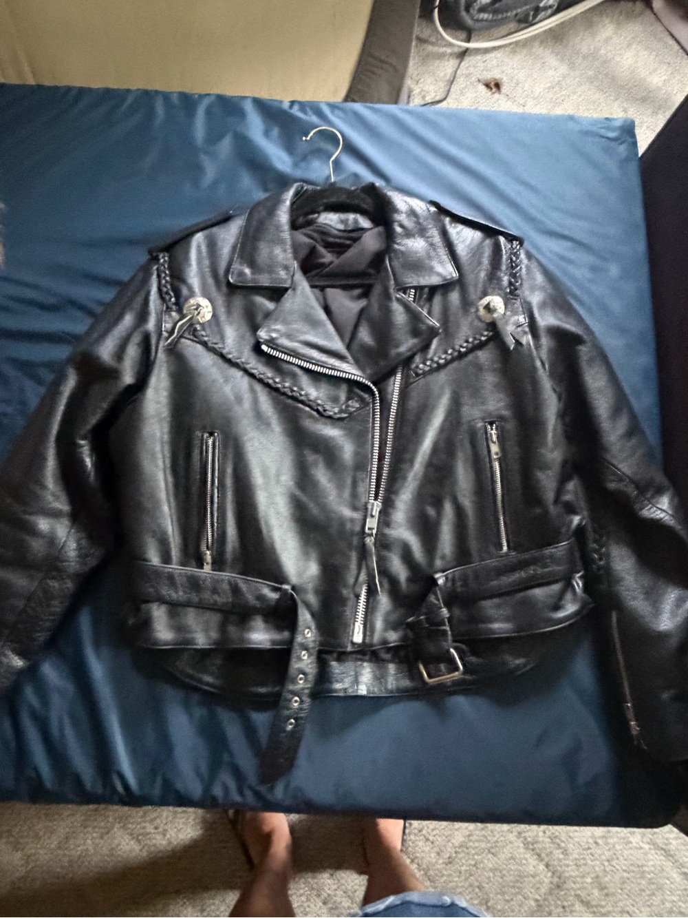 Mob genuine Leather Biker Jacket with Belt